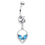 Thumbnail: Clear Aqua CZ Gem Black Hollow Alien Dangle Belly Ring