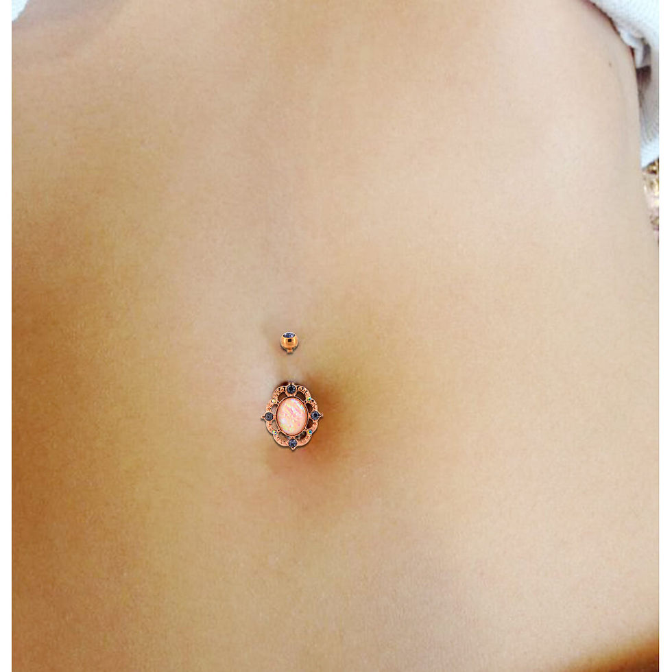 Thumbnail: 14G Rose Gold Foil Center Filigree Navel Rings Piercings Jewelry