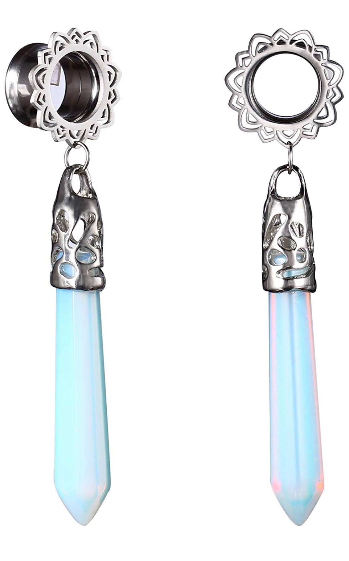 Blue stone surgical steel ear tunnels 