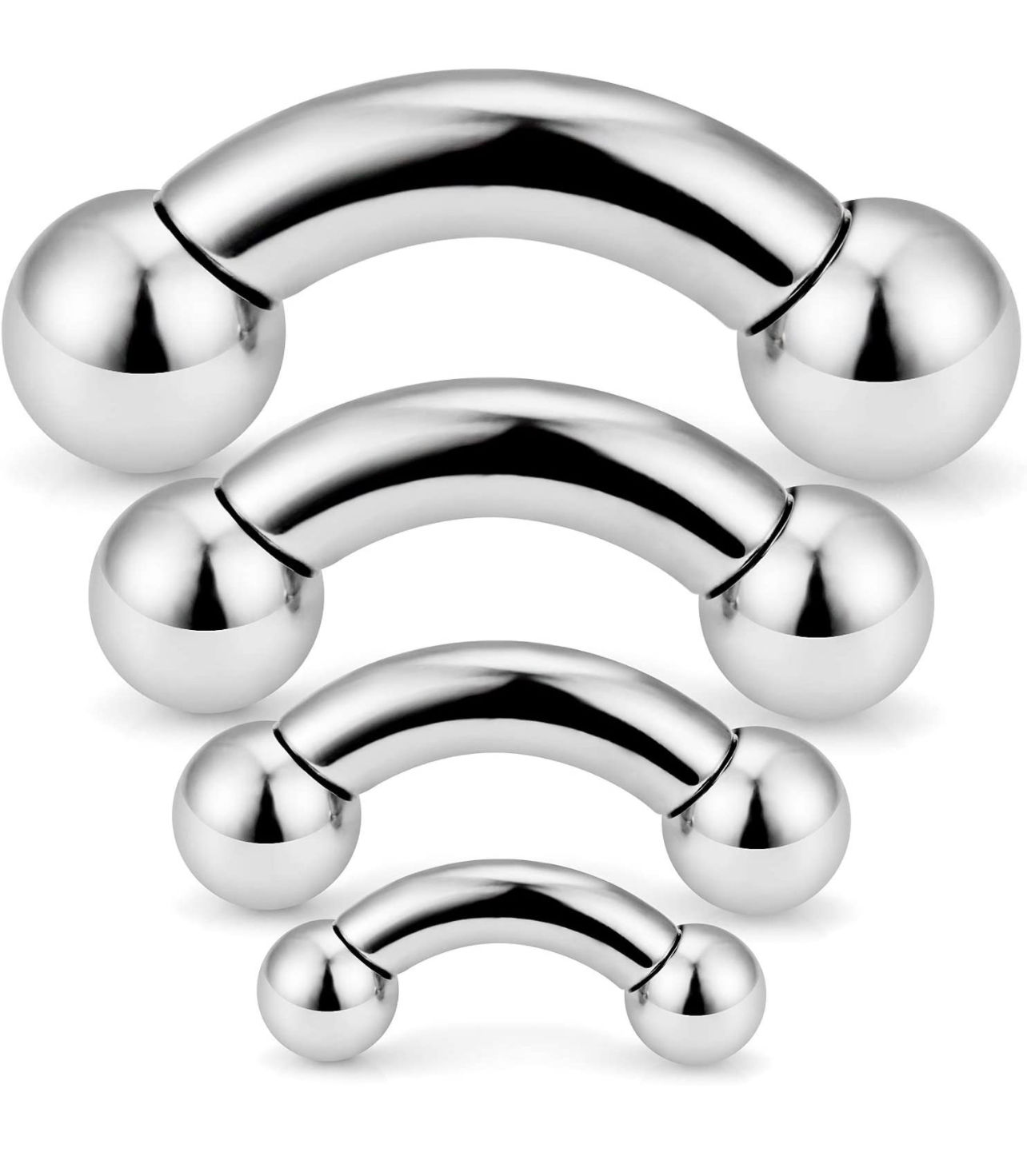 4 Pcs Internally Threaded Curved Barbells 2G, 4G, 6G, 8G