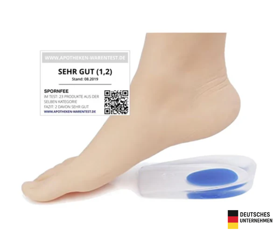 Person im Bett mit Spornfee Einlage unter der Ferse zur Schmerzlinderung