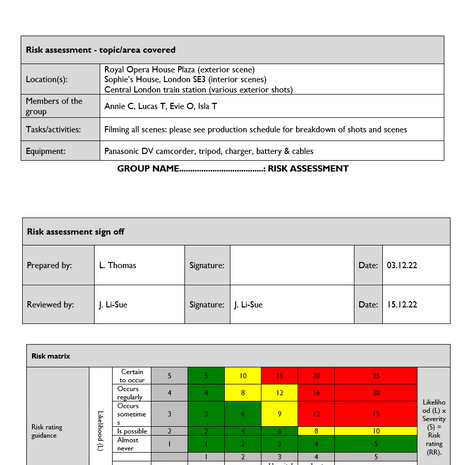 SAFETY REPORT - GROUP FILM 