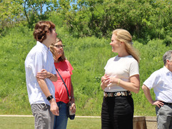 Grayson Yoder, scholarship recipient, talking to Christine Davidson, FGP Executive Director