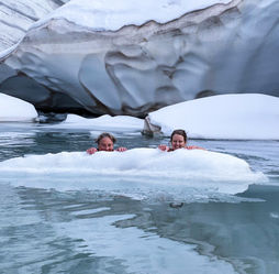 Ice swimmers, last day of the ice swim workshop in Austrian mountains
