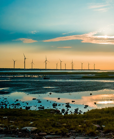 Sillouette de la turbina de viento