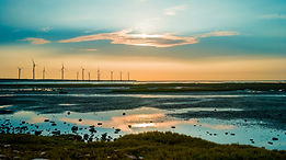 Sillouette de la turbina de viento