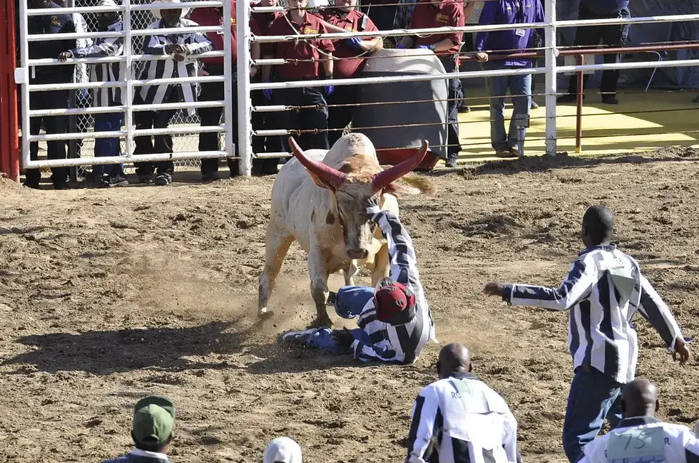 "Offenders compete in the Guts and Glory event."; Credit: The Angolite, 2018.