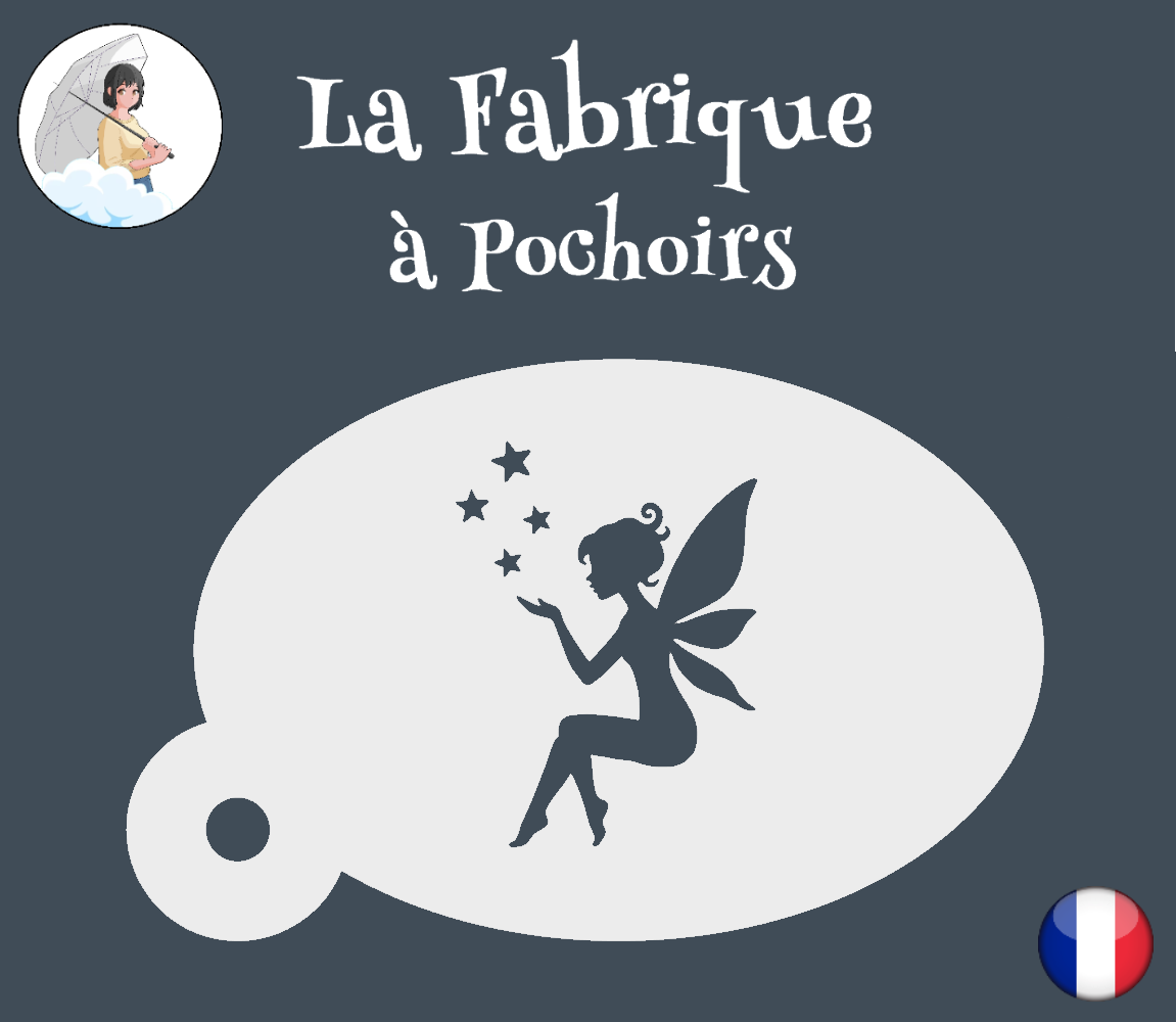 Pochoir fée assise
