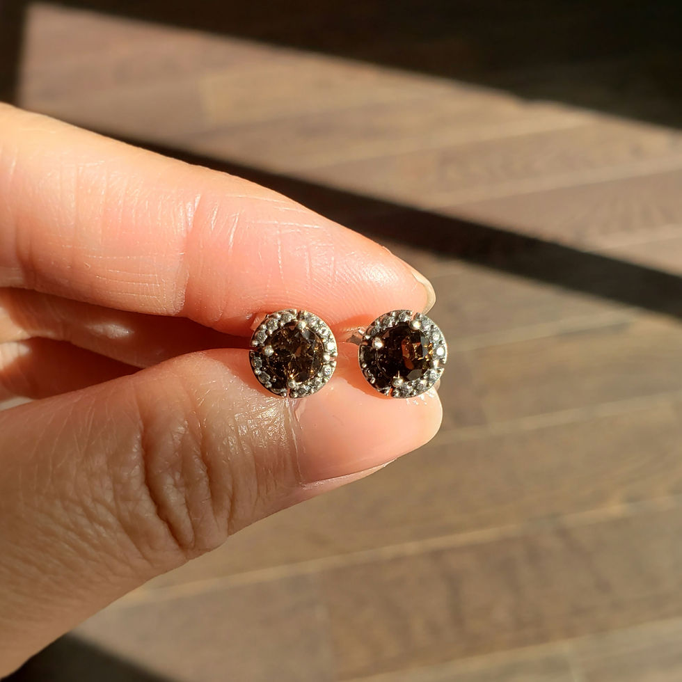 Thumbnail: Smoky Quartz Studs in Oxidized Sterling Silver 