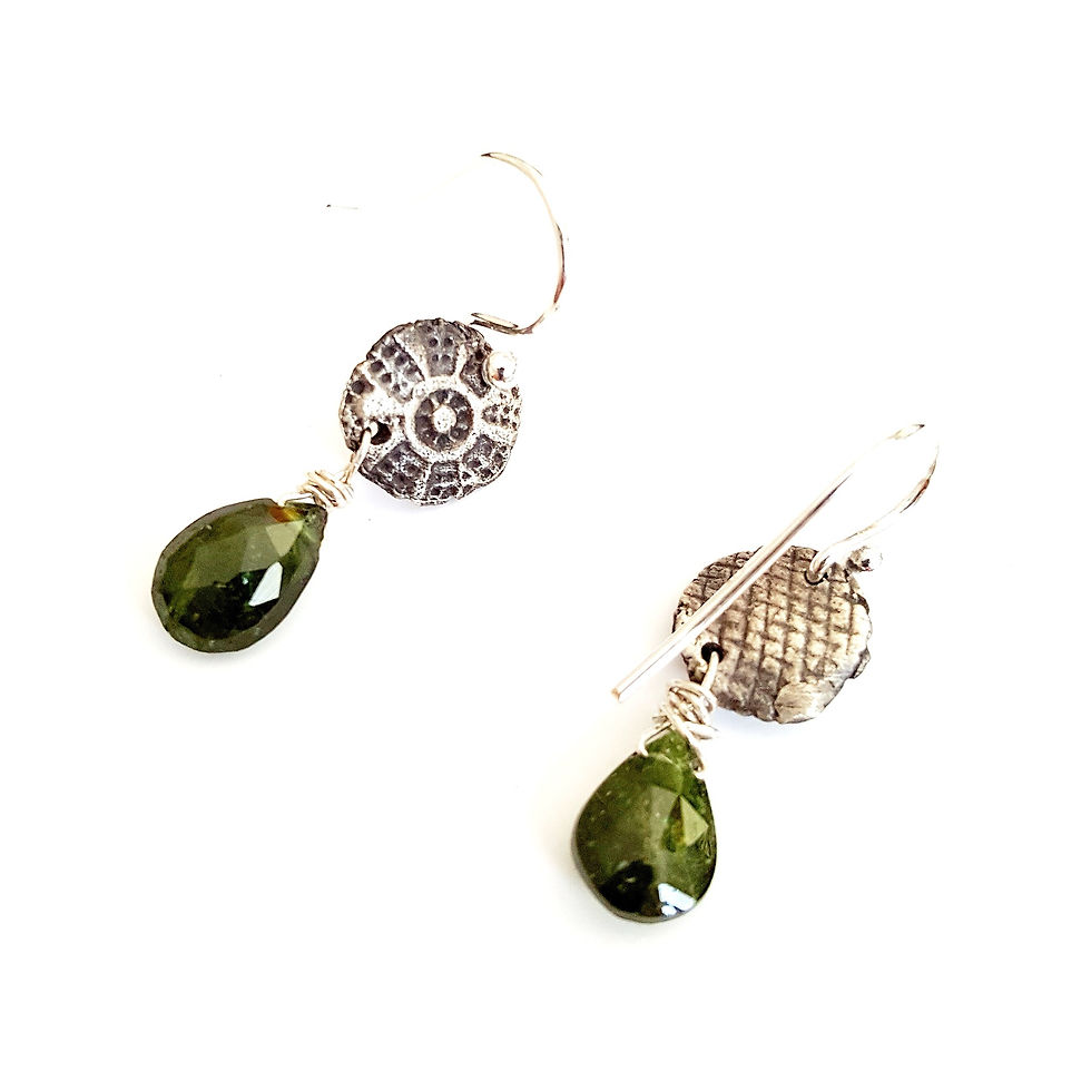 Thumbnail: Stamp Dangle Earrings with Gem Beads