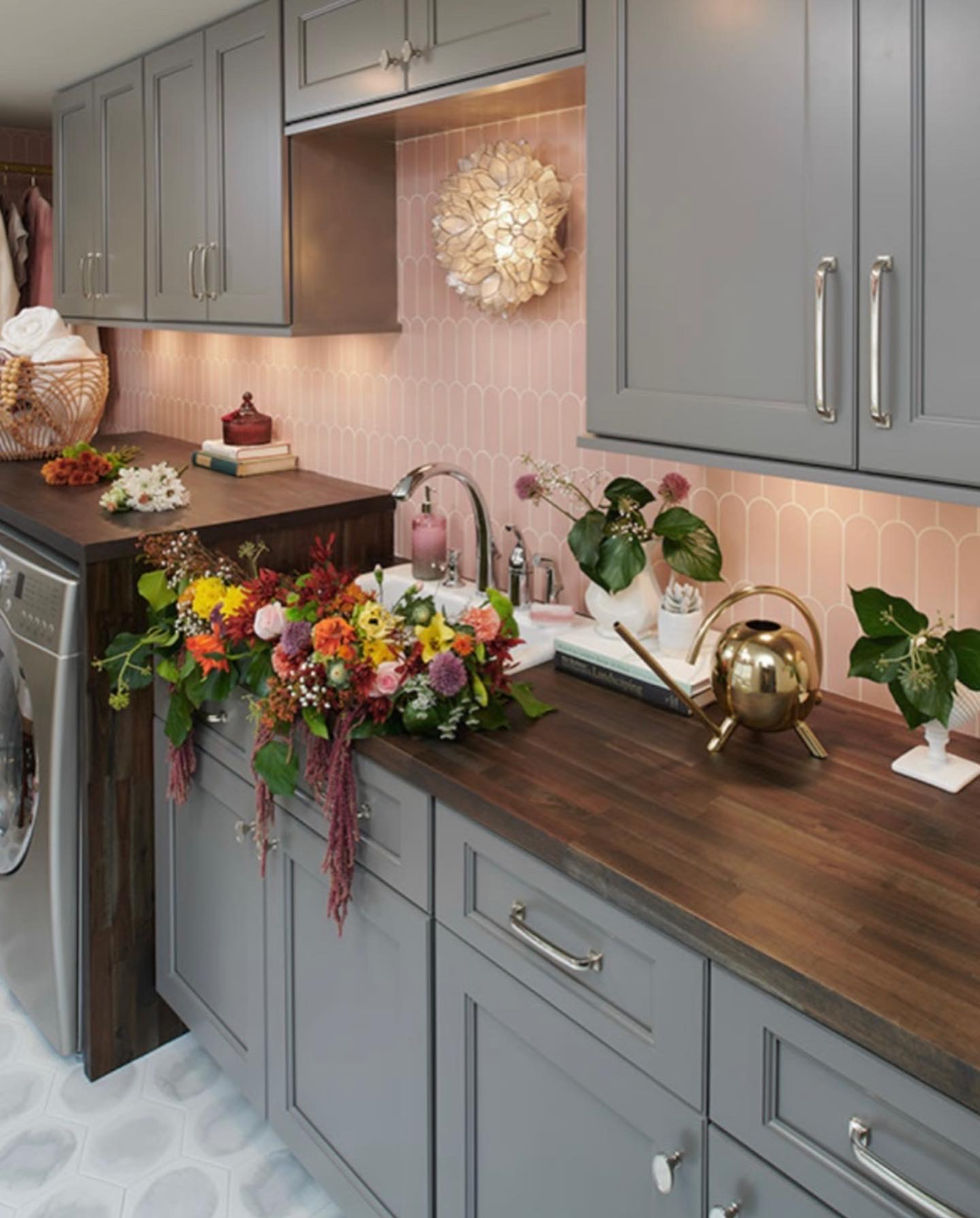 Laundry room washer dryer and utility sink