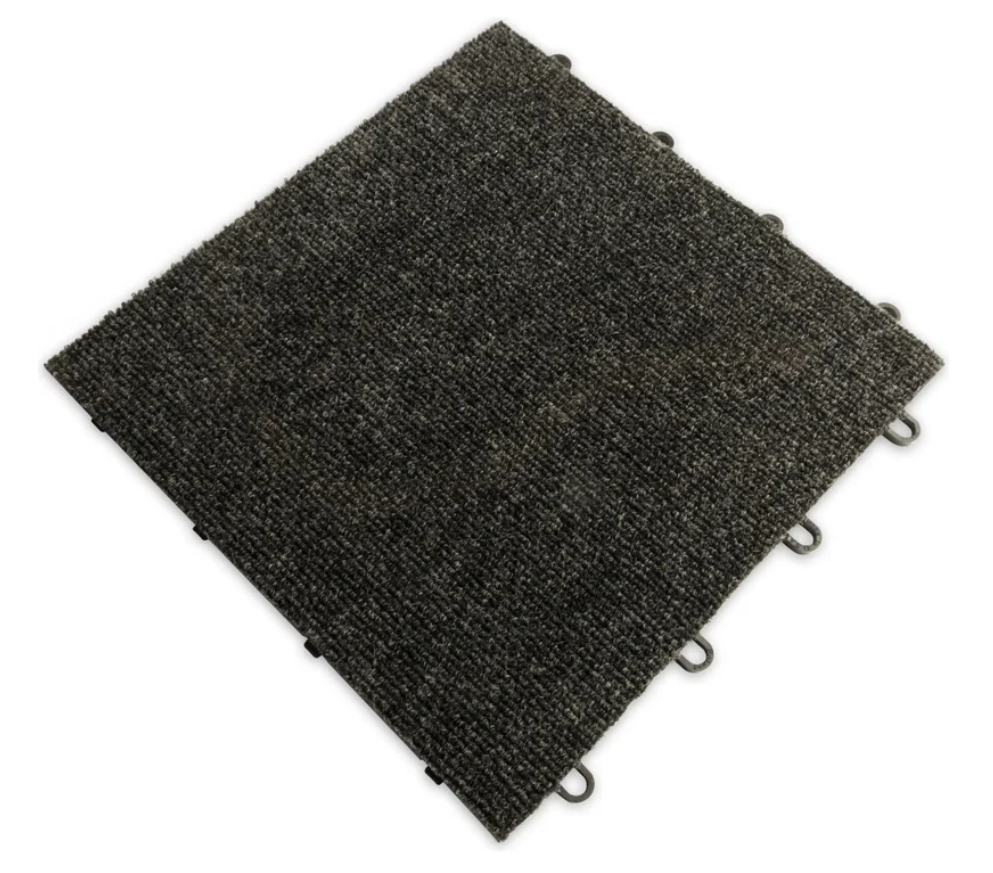 Dark textured interlocking floor tile