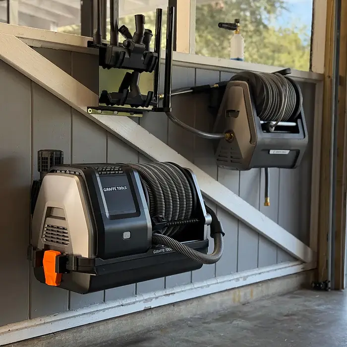 Transform Your Garage with organized wall-mounted hose reels