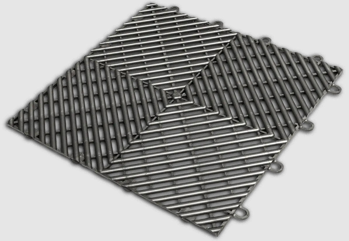 Dark grey interlocking grid tiles