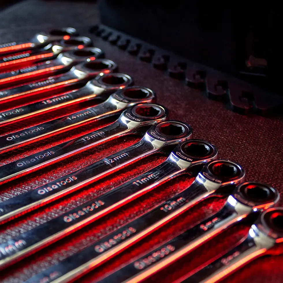 Thumbnail: Olsa Ratcheting Wrench Set with Magnetic Wrench Organizer - Fixed Head Metric