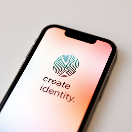 iphone with text that says create identity