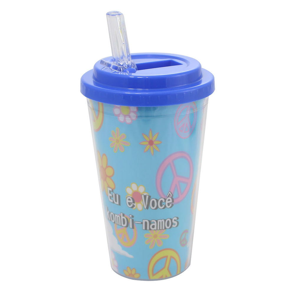 Miniatura: copo canudo "Kombinamos" com tampa e canudo, arte 