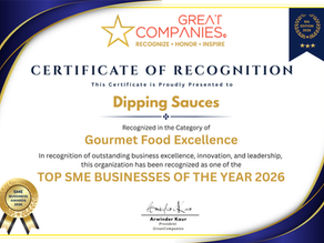 Dipping Sauces Recognized for Gourmet Food Excellence at the 9th SME Business Award 2026 by Great Companies