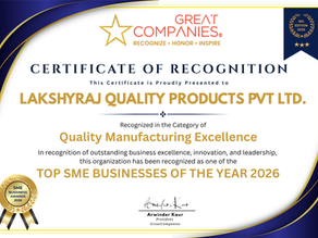 LAKSHYRAJ QUALITY PRODUCTS PVT. LTD. Recognized for Quality Manufacturing Excellence at the 9th SME Business Award 2026 by Great Companies