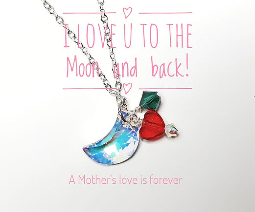 Swarovski Mother's Day Necklace with moon and birthsone