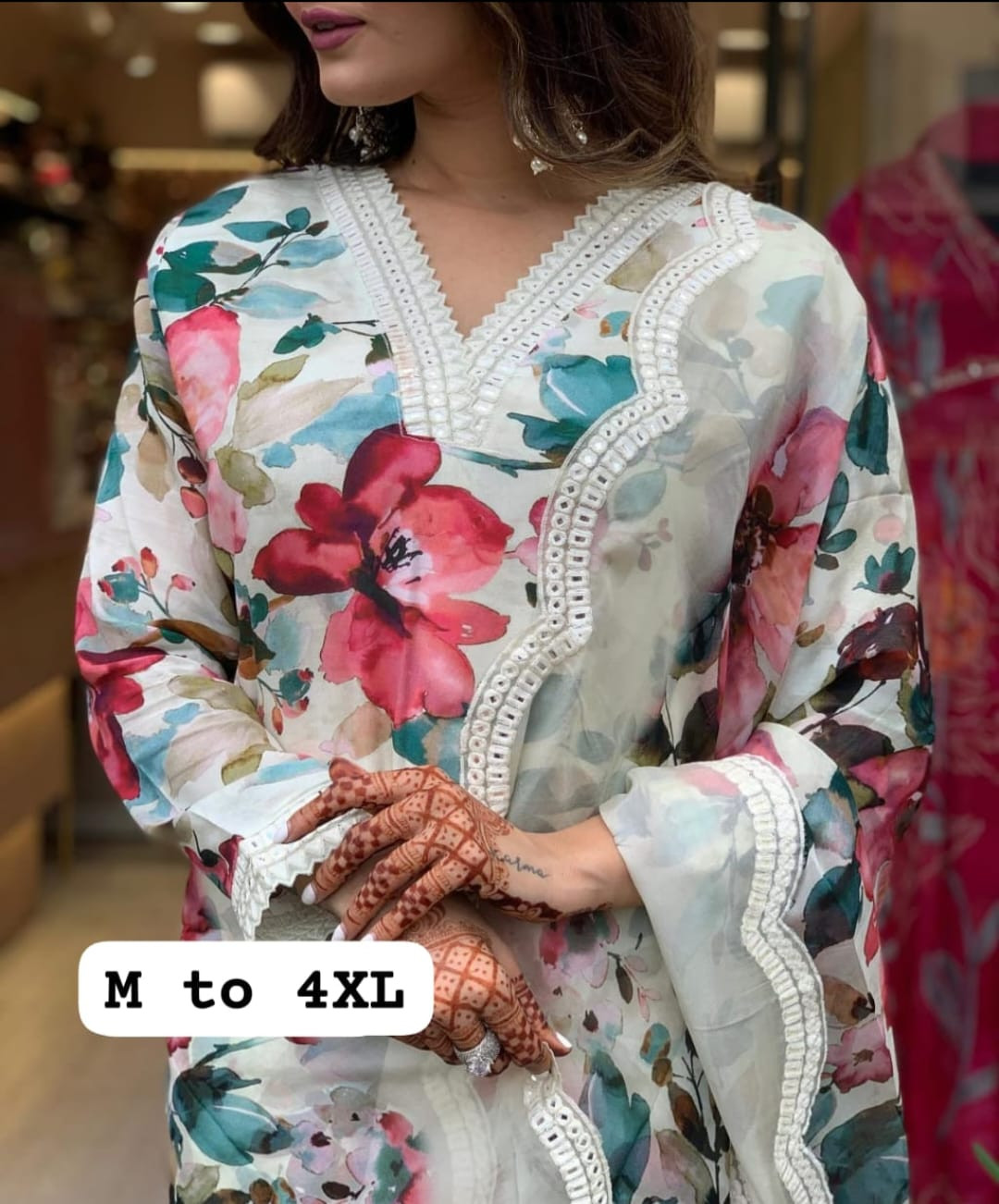 Kurti with pants and dupatta set