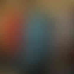 Berserk-style Hannya mask with two-tone blue and dark red paint. Enraged Japanese female demon, inspired by dark fantasy manga for Daiyokai wall decoration.