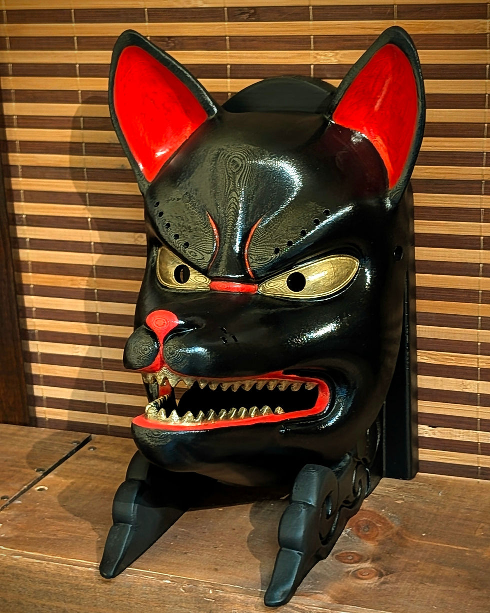 Kitsune mask black inspired folklore japanese
