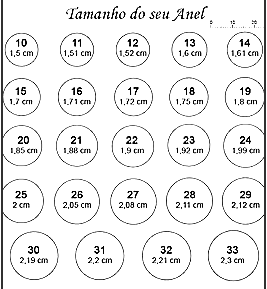 Veja na tabela qual o seu tamanho de anel rommanel