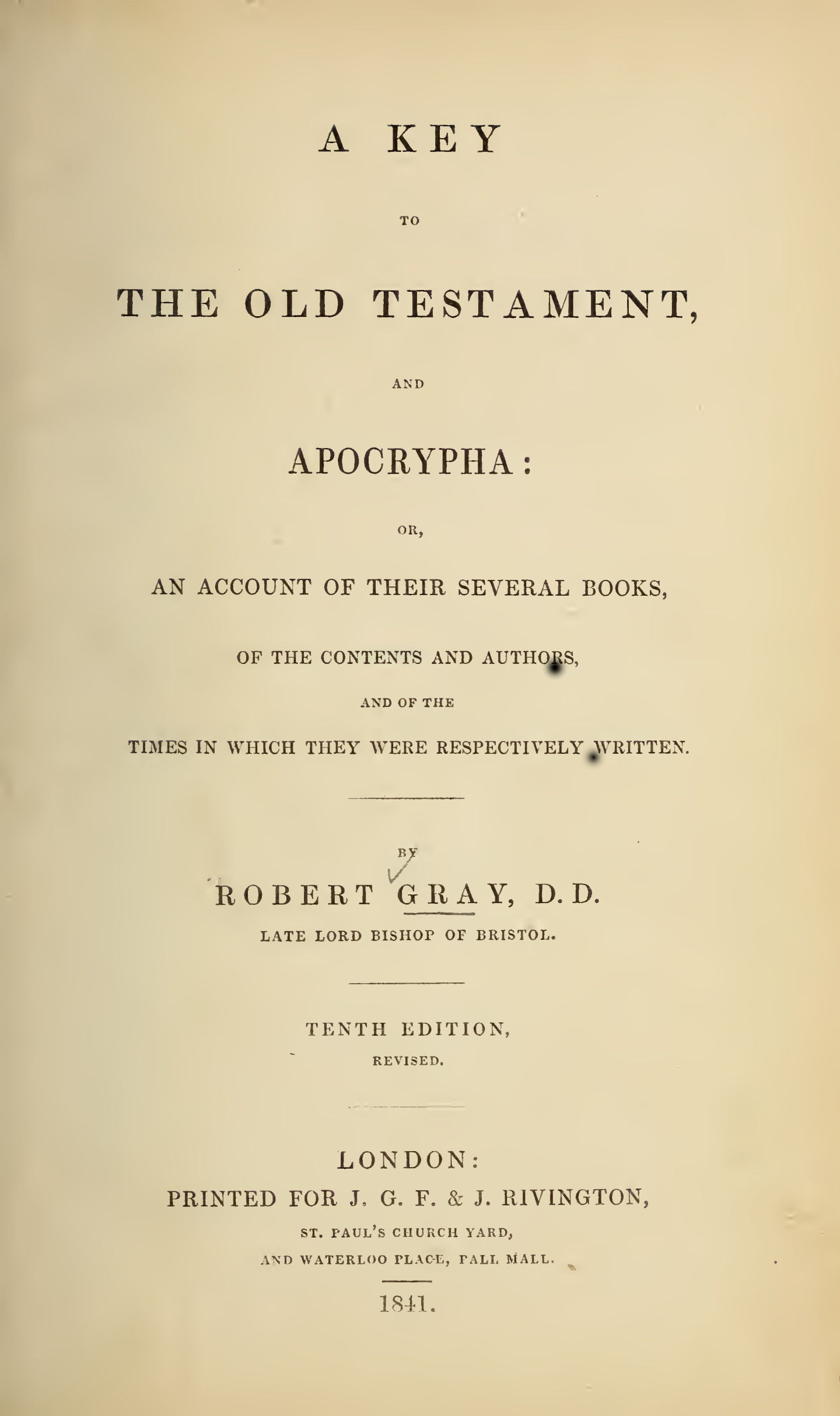 A key to the Old Testament and Apocrypha - R. Gray (1841)