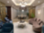 Luxury Living & Dining Room Interior Design with False Ceiling, Italian Marble Flooring & Chandelier