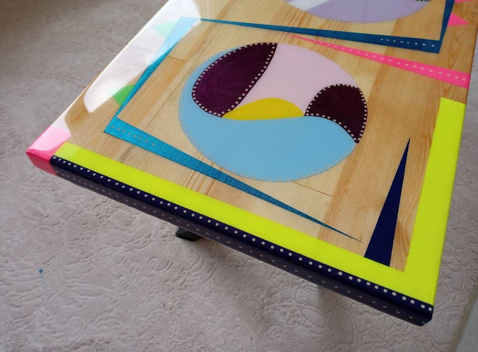 Thumbnail: Colorful Funky Abstract Epoxy Resin Boho Style Cool Art Bench