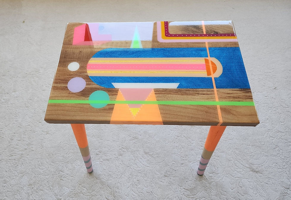Thumbnail: Unusual Unique Wooden Retro Epoxy Resin Side Coffee Table