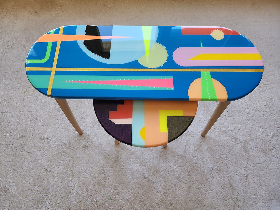Thumbnail: Handmade Abstract Colorful Side Coffee Tables