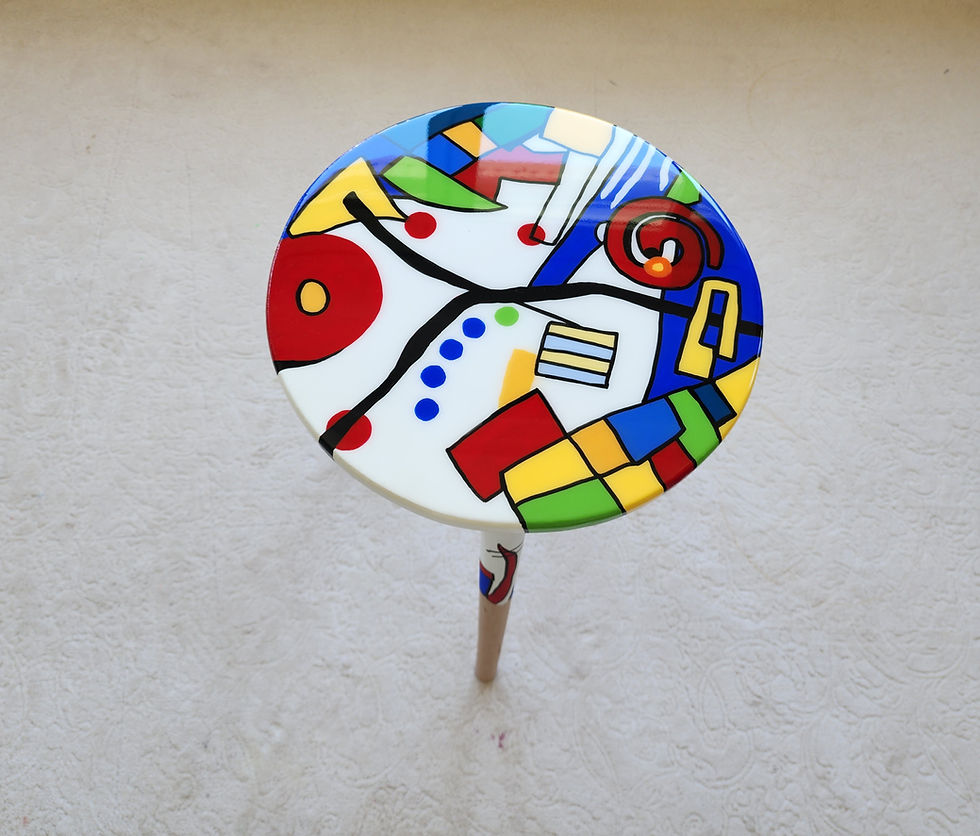 Thumbnail: Abstract Colorful Quirky White Resin Side Coffee Table