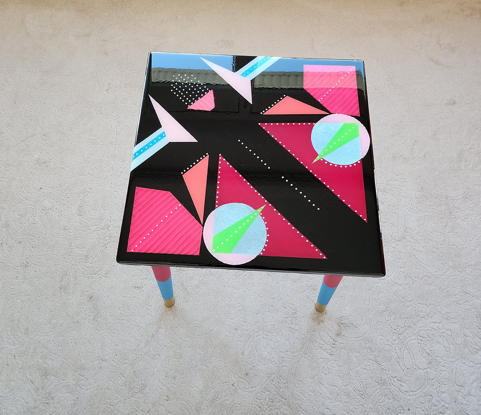 Thumbnail: Black Unusual Wooden Epoxy Resin Side End Coffee Table