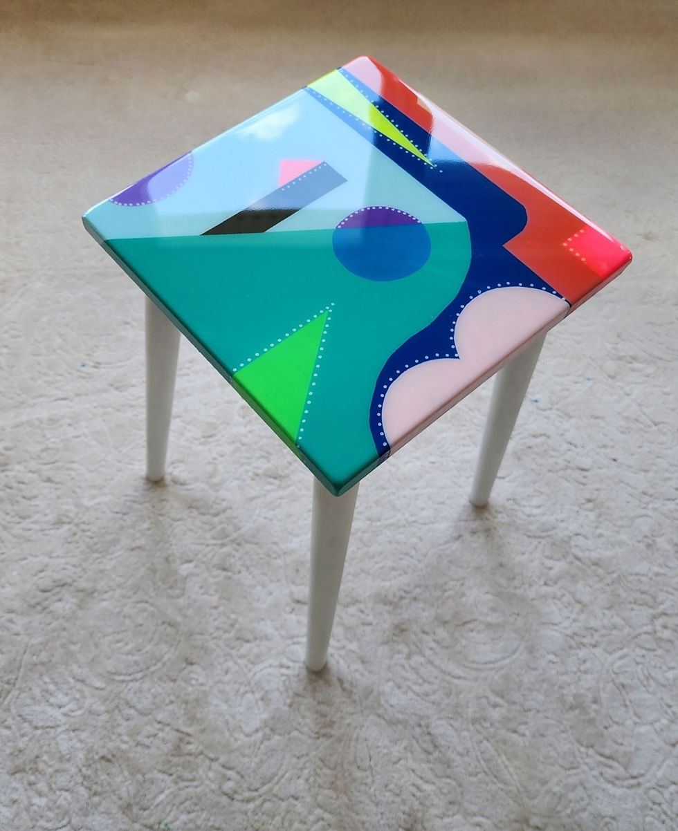 Thumbnail: Modern Colorful Vibrant Resin Funky Abstract Side End Coffee Table
