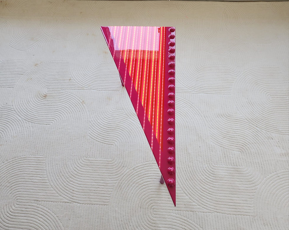 Thumbnail: Triangular Red Resin Side Table, Nightstand, Colorful Epoxy Corner Art Table