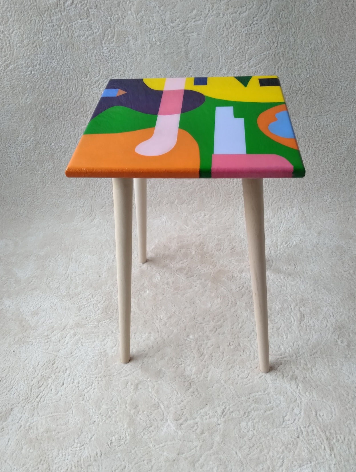 Square Green Purple Resin Side Coffee Table