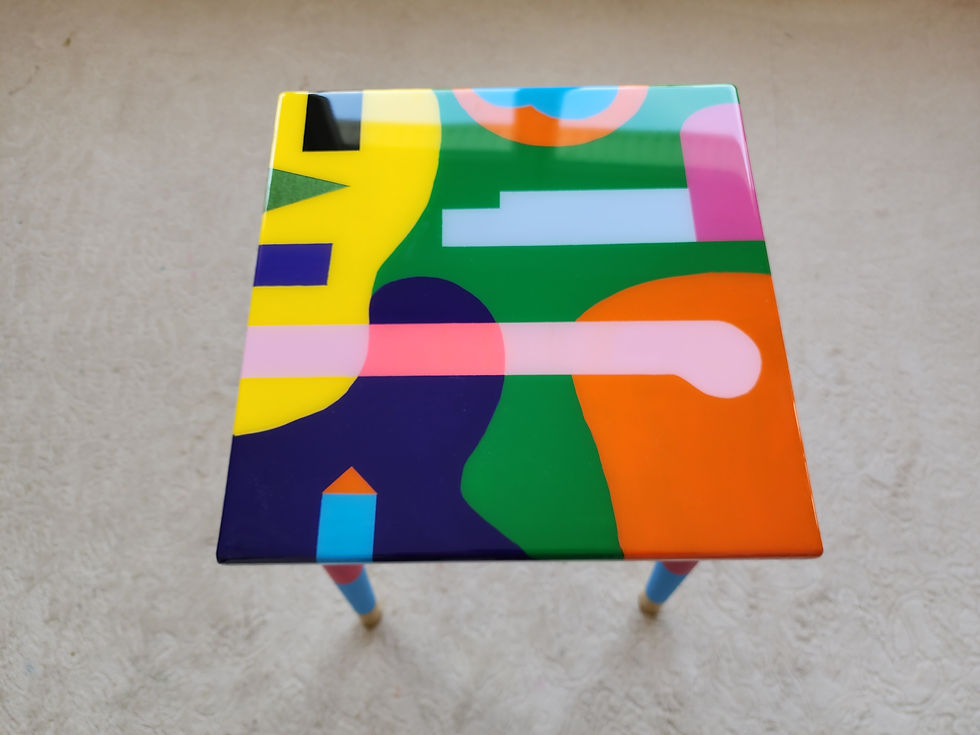 Thumbnail: Square Colorful Funky Abstract Boho Resin Table