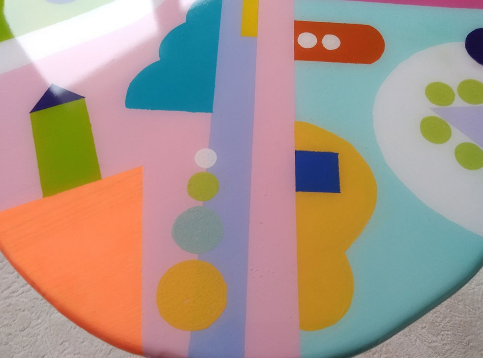 Thumbnail: Round Colorful Funky Eclectic Epoxy Resin Side End Coffee Table