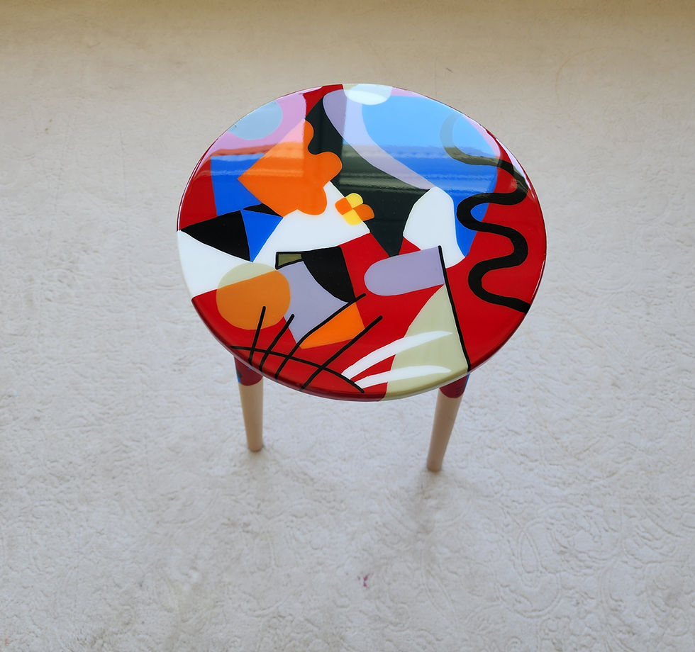 Thumbnail: Abstract Modern Colorful Resin Side Coffee Tables.