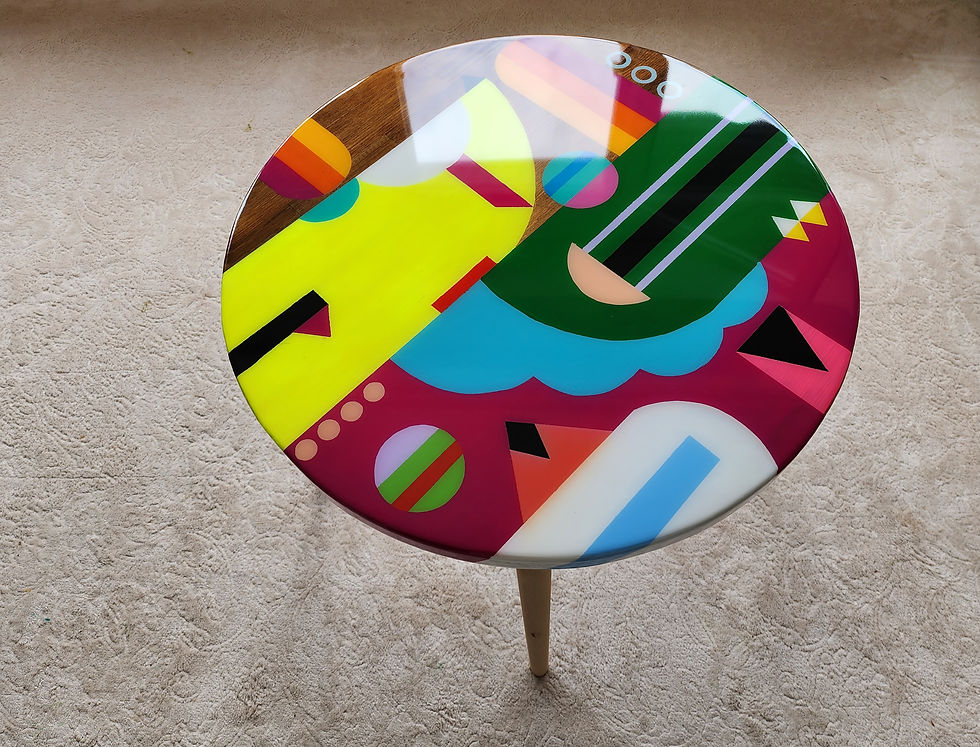 Thumbnail: Vibrant Epoxy Resin Colorful Round Rainbow Side Coffee Table