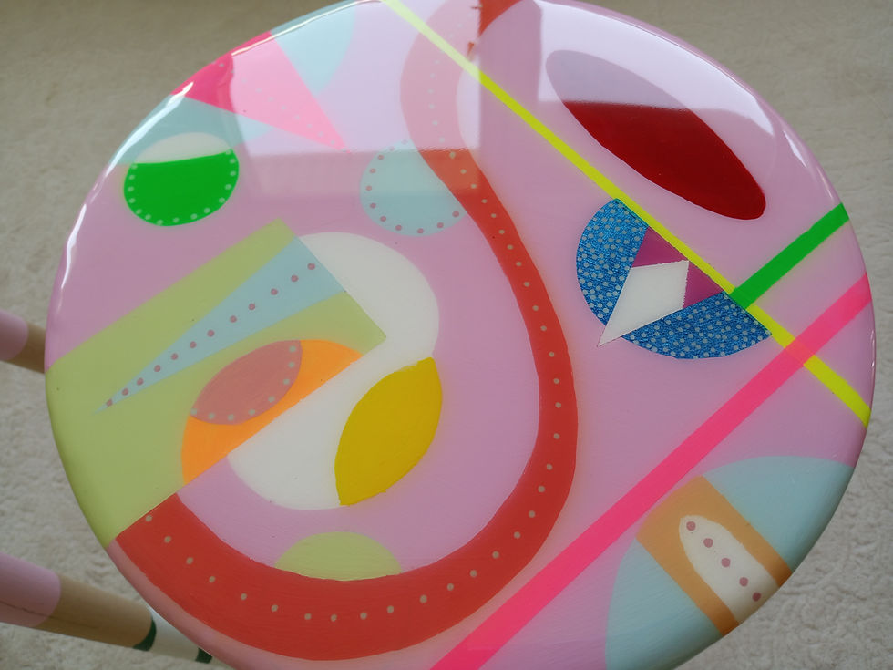 Thumbnail: Unusual Pink Funky Colorful Round Side Resin Coffee Tables