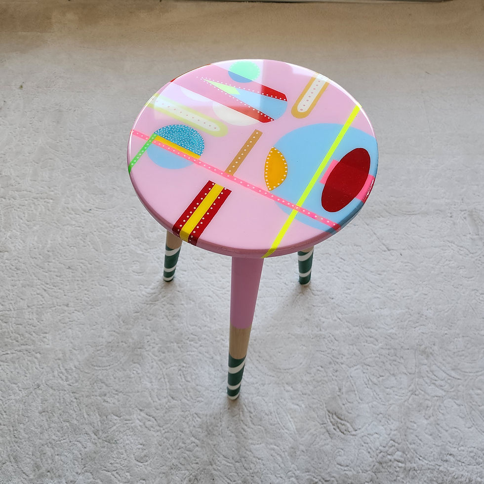 Thumbnail: Abstract Pink Funky Colorful Round Side Resin Coffee Table