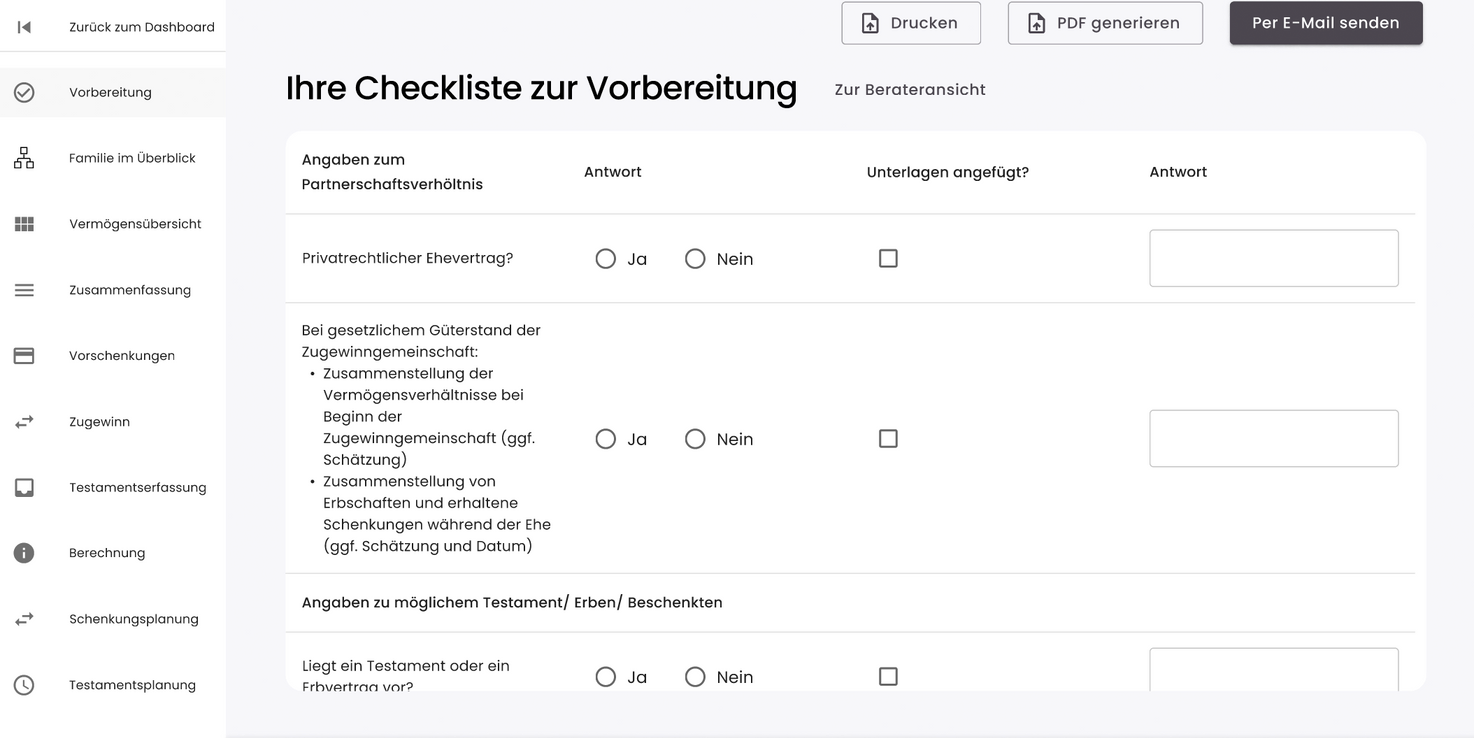 Taxy.io Schenken & Vererben Vorbereitung auf das Erstgespräch