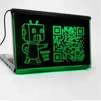 Thumbnail: Green LED QR code laptop sign for DJs, custom scannable display for bookings, tips, and social media links