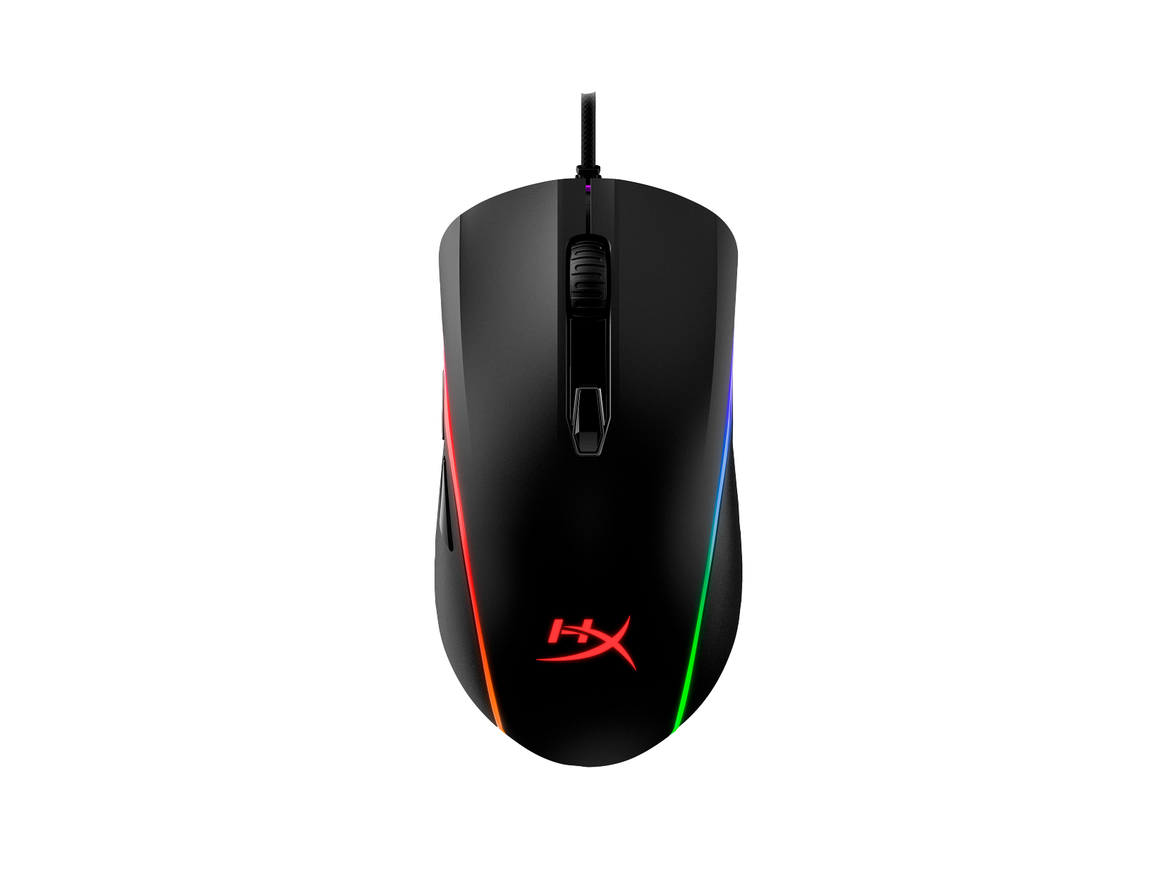 HyperX Pulsefire Surge RGB gaming mouse with 360-degree lighting effects.