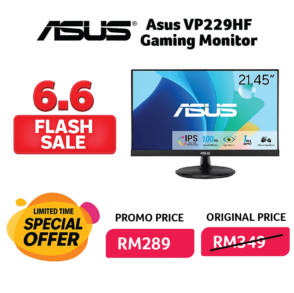 Thumbnail: Asus VP229HF  FHD 100Hz IPS Eye Care Gaming Monitor HDMI VGA 3 Yrs Wrt
