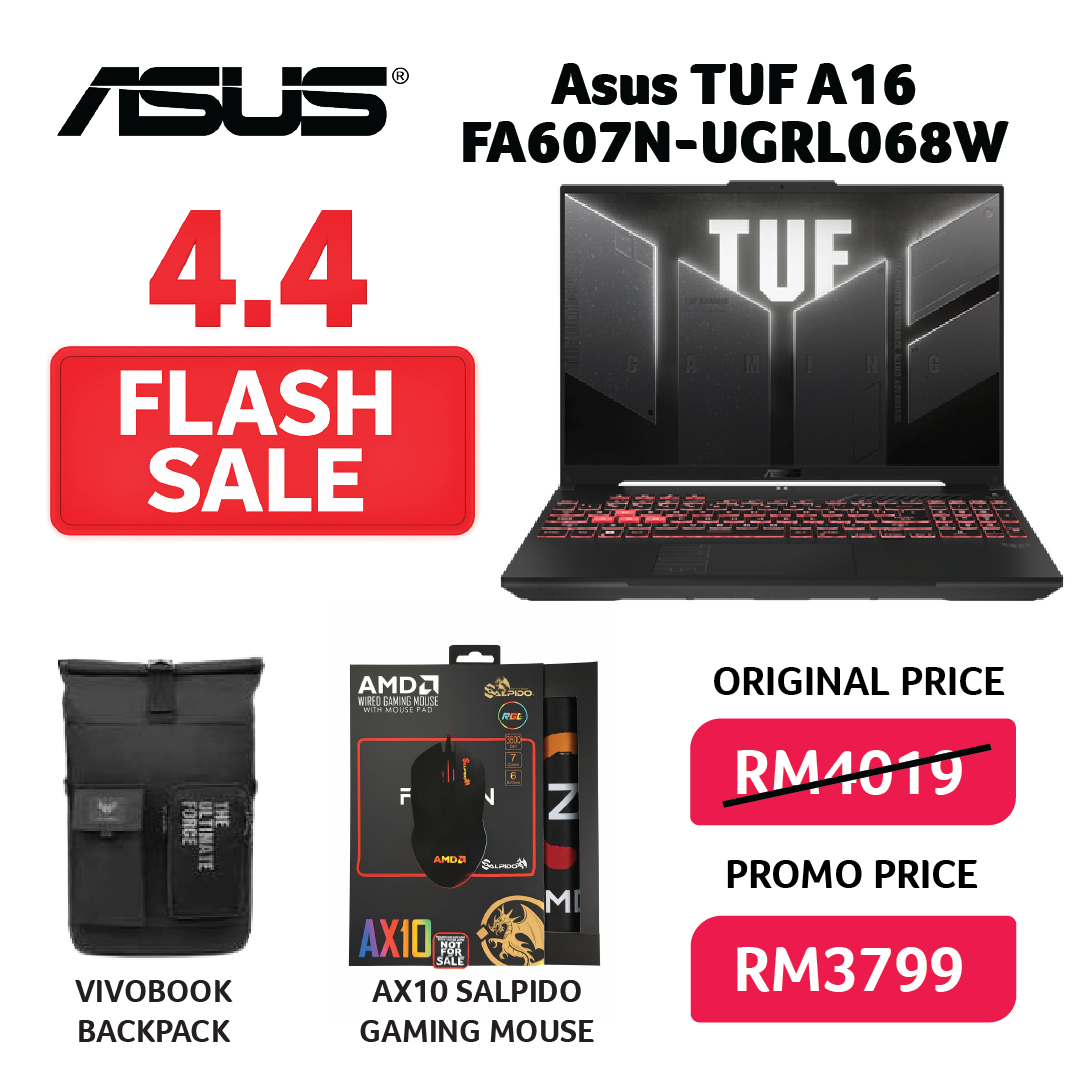 Asus TUF A16 FA607N-UGRL068W FHD+ 144Hz Gaming Laptop R7-7445HS