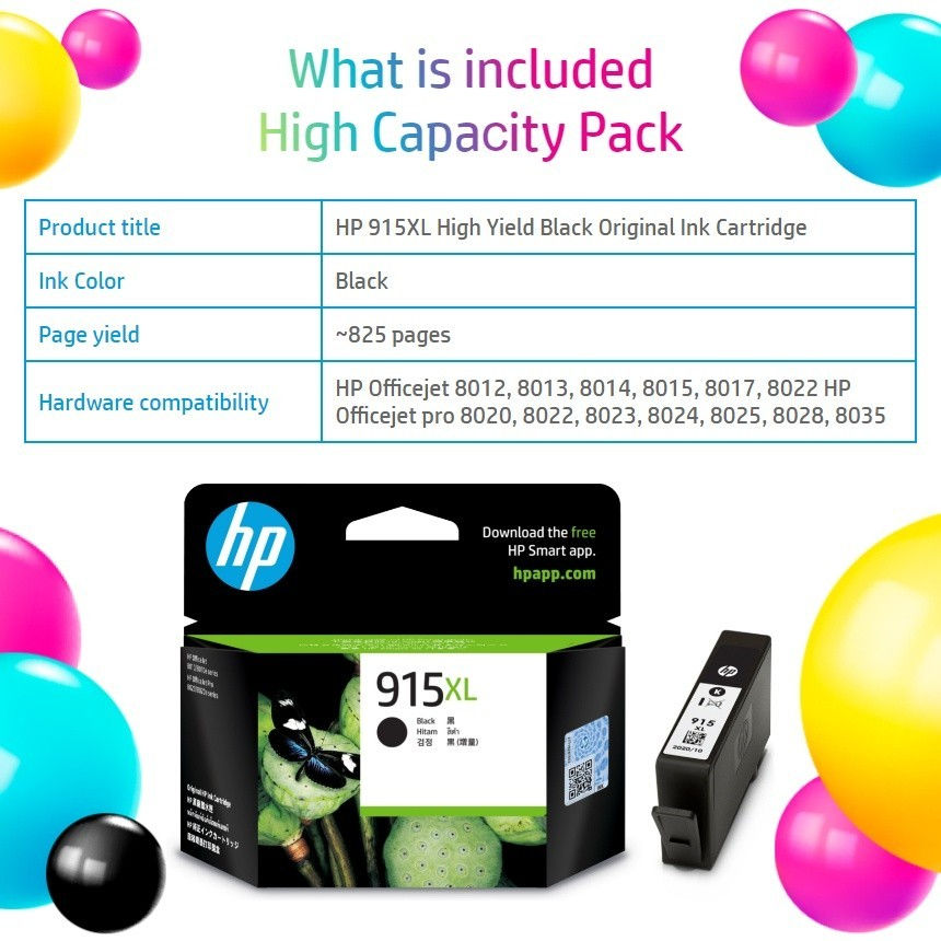 Thumbnail: HP High Yield Original Ink Cartridge - Black/Cyan/Yellow/Magenta 915XL